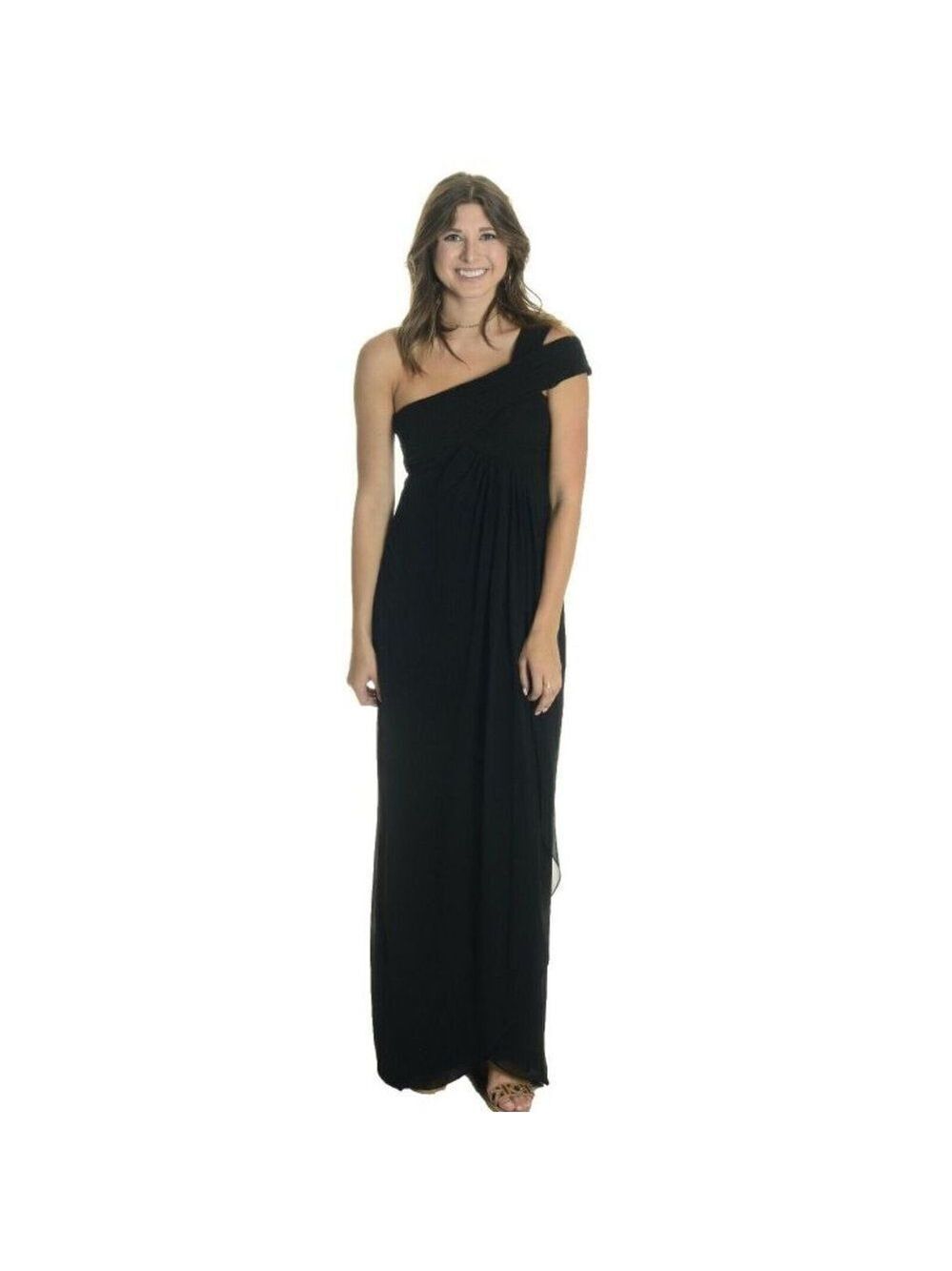 Nicole Miller Silk Chiffon One Shoulder Gown 2